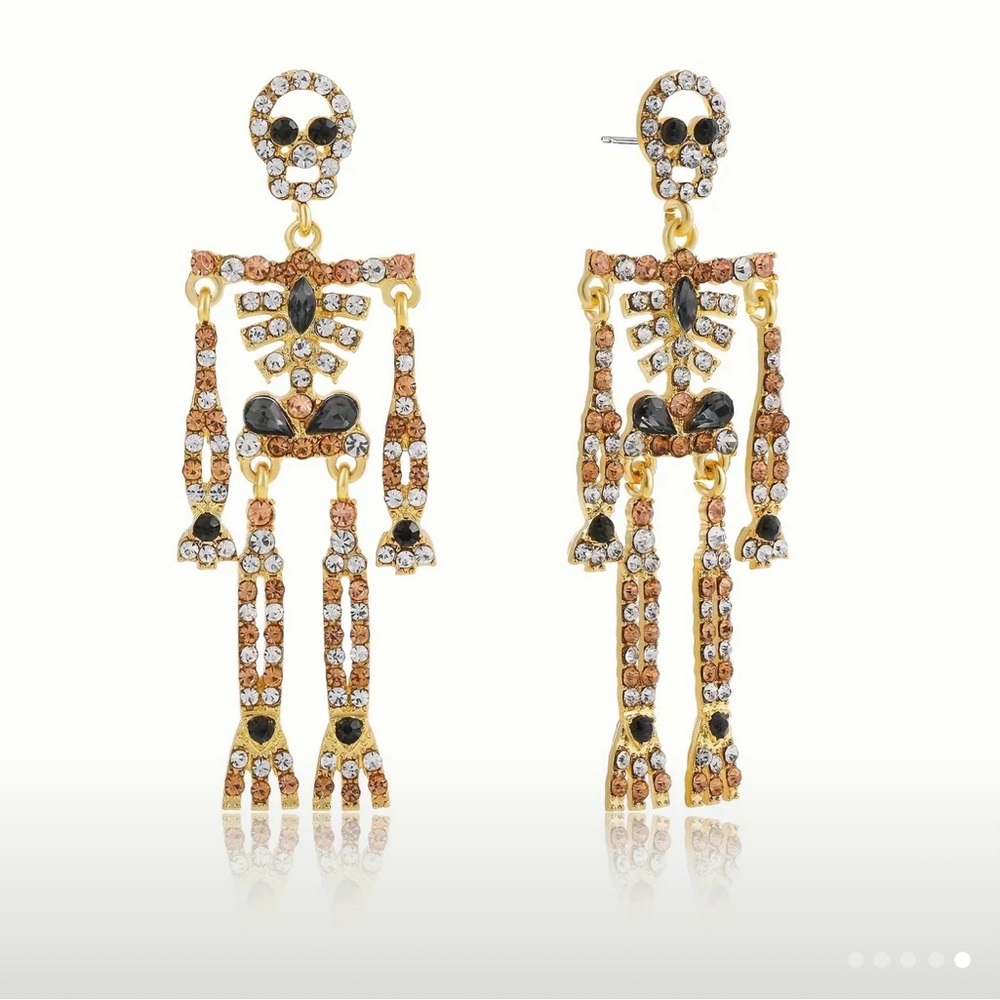 NWT Gold and Silver Skeleton Earrings